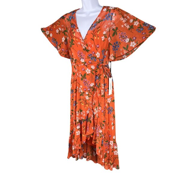 Calvin Klein NWT Womens 6 Floral Chiffon Ruffle Midi Dress Fairycore Bloomcore - Picture 8 of 16